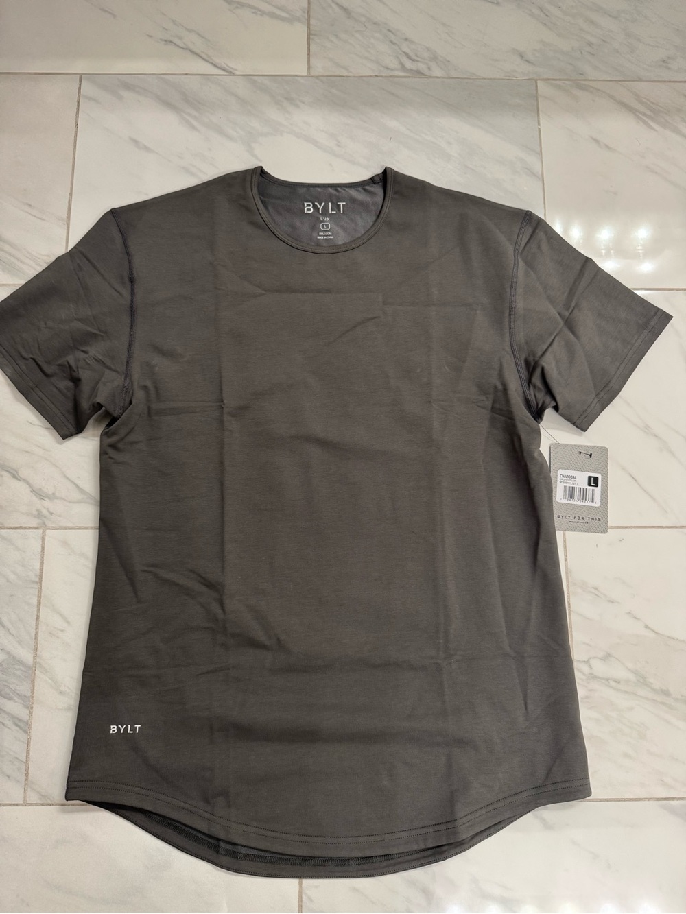 BYLT LUX Drop-Cut T-Shirt Charcoal Large NWT